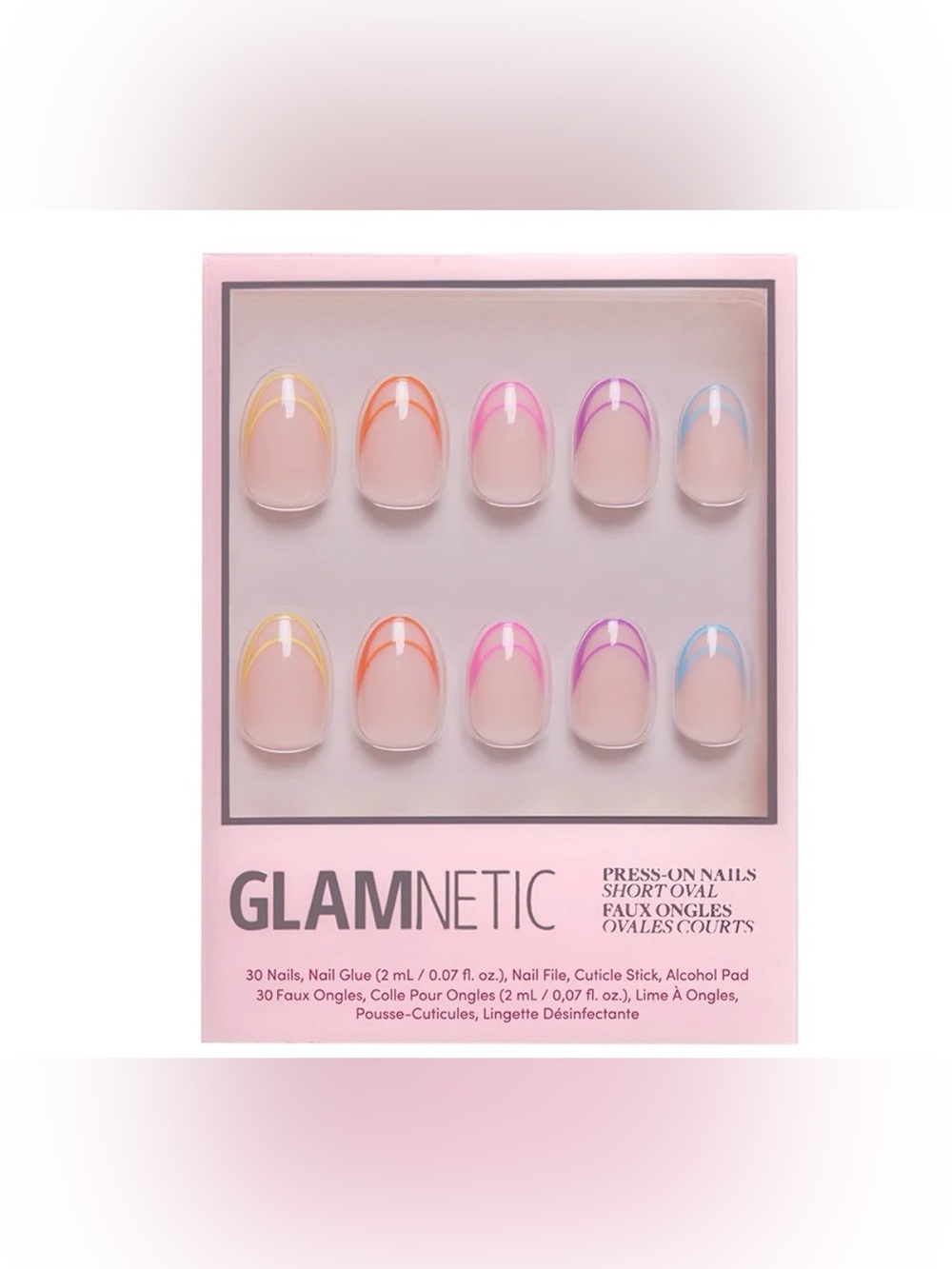 Glamnetic Short Oval Press-On Nails NEON LIGHTS NIB
